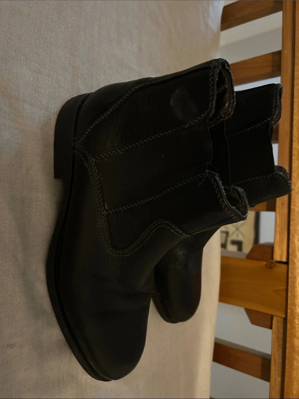Dickers Men's Black Slip-On Leather Chelsea casual dress Boots size 10
